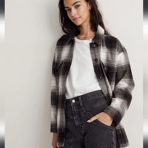 Madewell Twill Flannel Shirt Jacket Windowpane Plaid Size XS